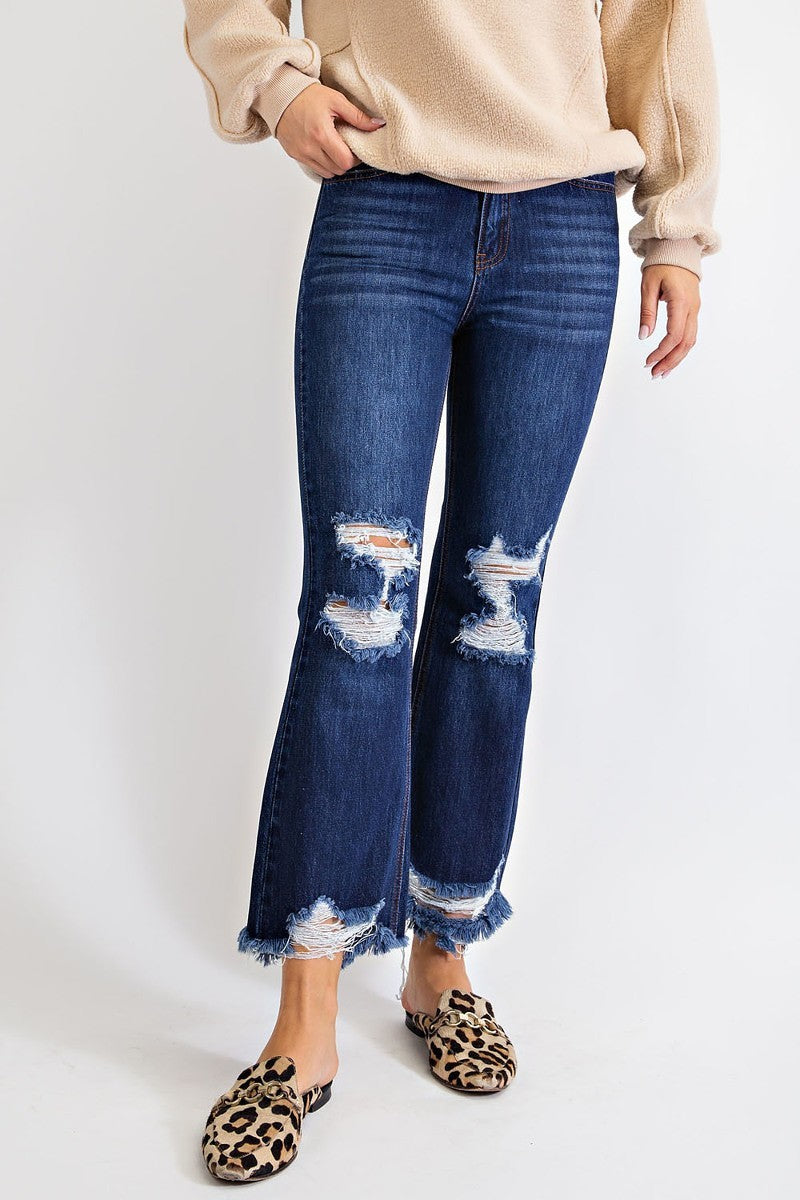 Washed Distressed Denim Pants