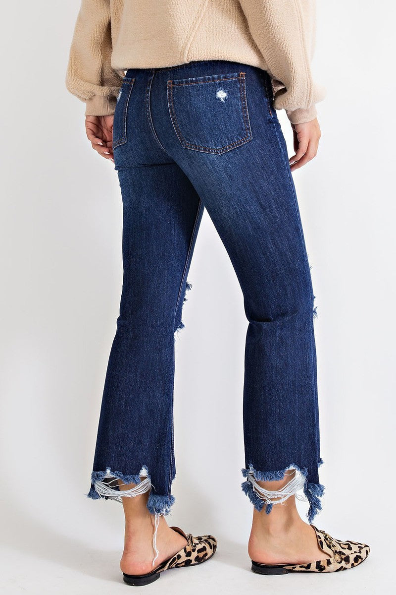 Washed Distressed Denim Pants