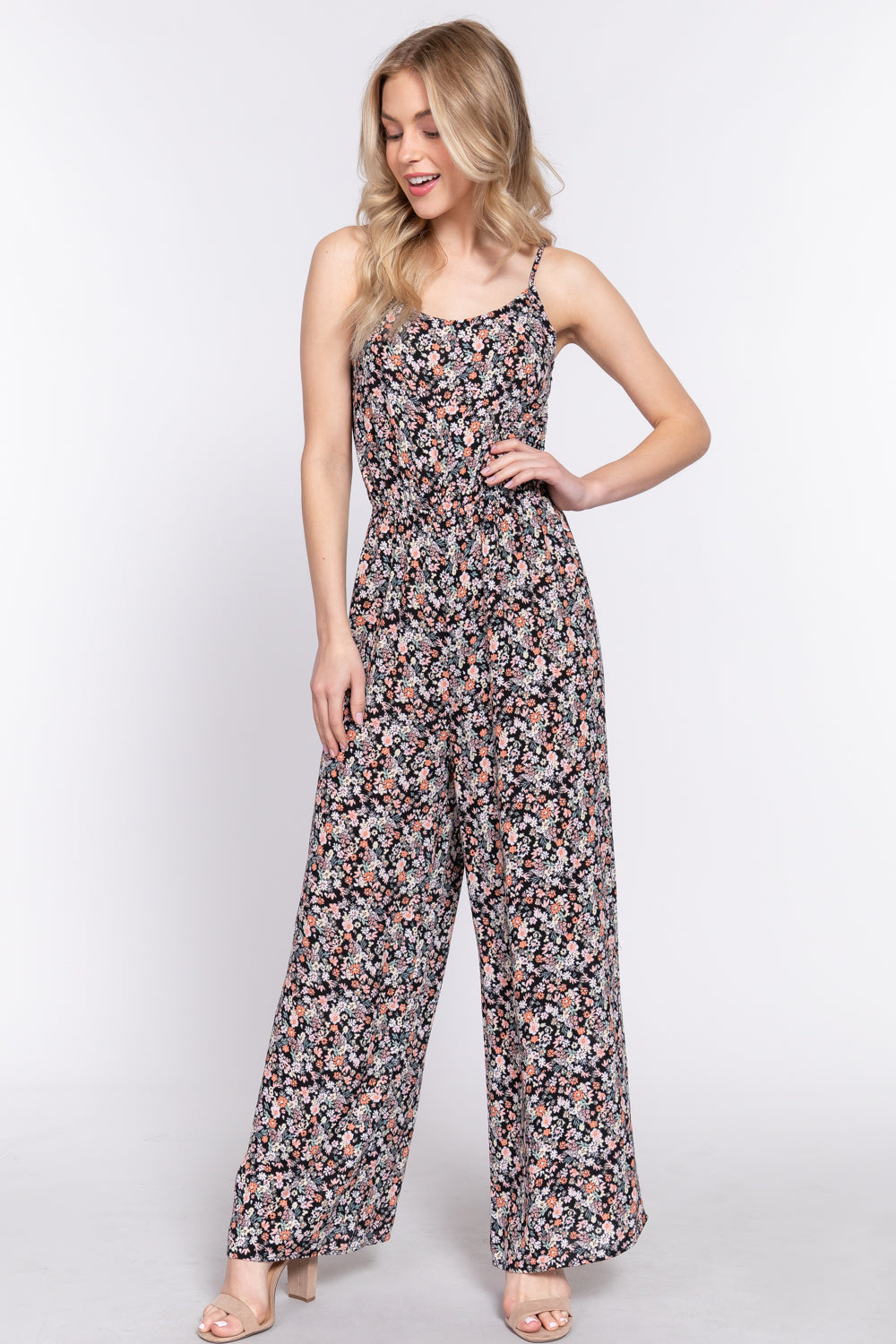 Floral Print Woven Cami Jumpsuit
