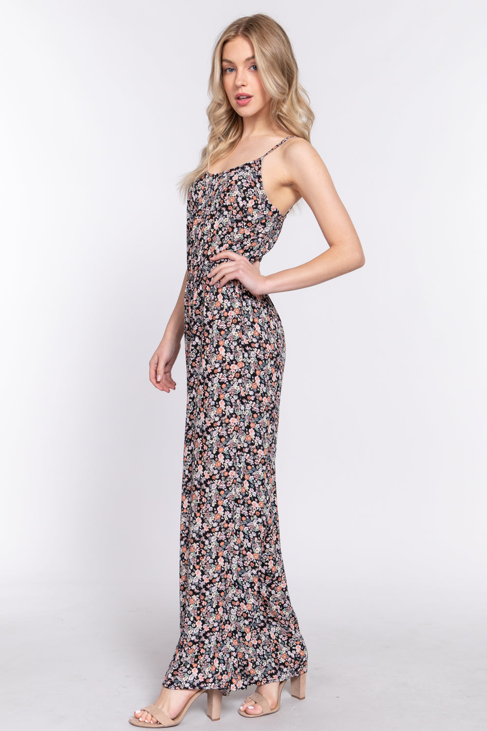 Floral Print Woven Cami Jumpsuit