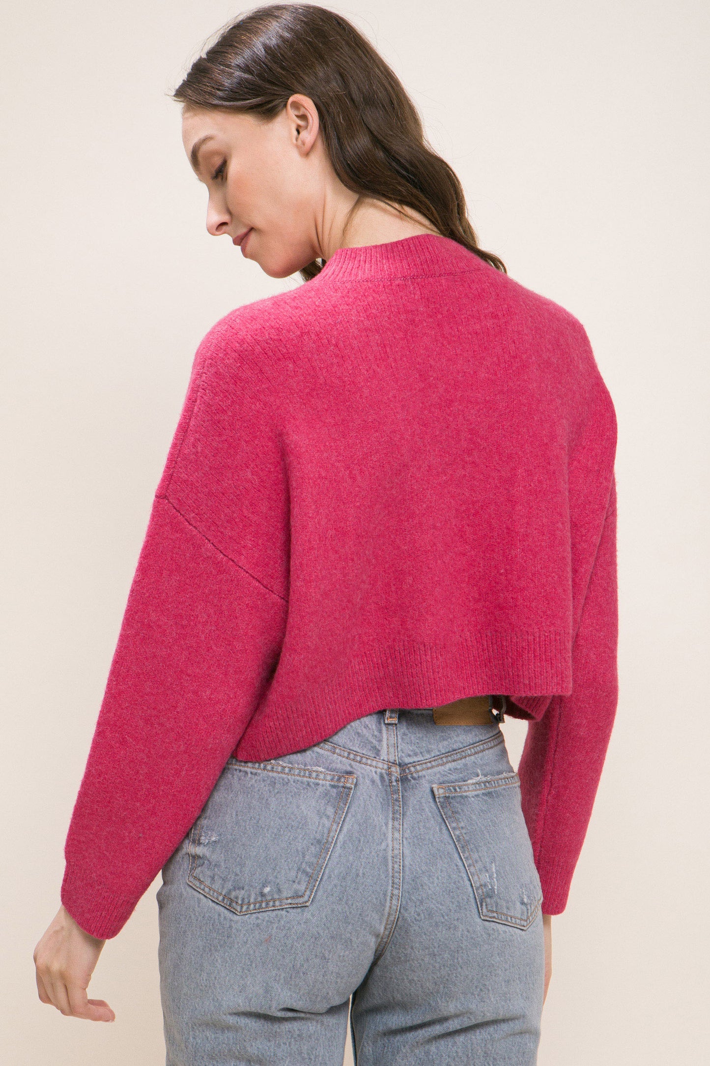 Wool Blend Cropped Sweater Top